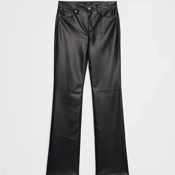 Banana Republic Black Faux Leather Straight-Leg Pants - Picture 2 of 3